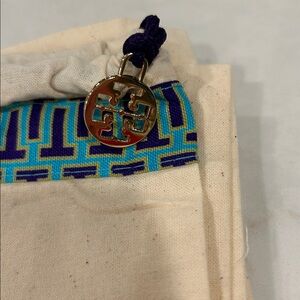 Tory‎ Burch 14x14 Dust Bag Purse/Shoes Cream / Blue Gold Accents New never used